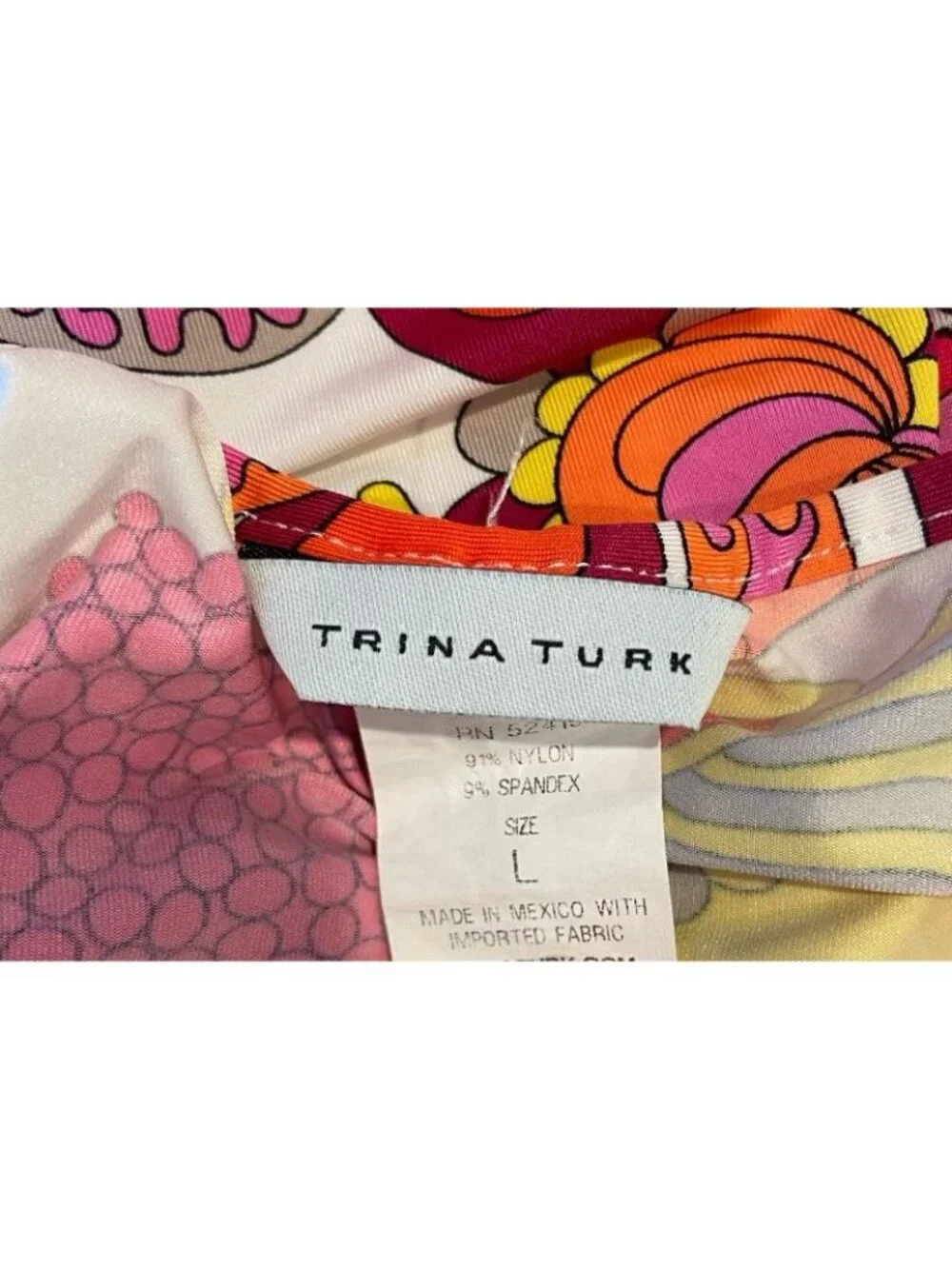Trina Turk Swim Bathing Suit Cover Up Stretch Pink Orange Yellow Large L